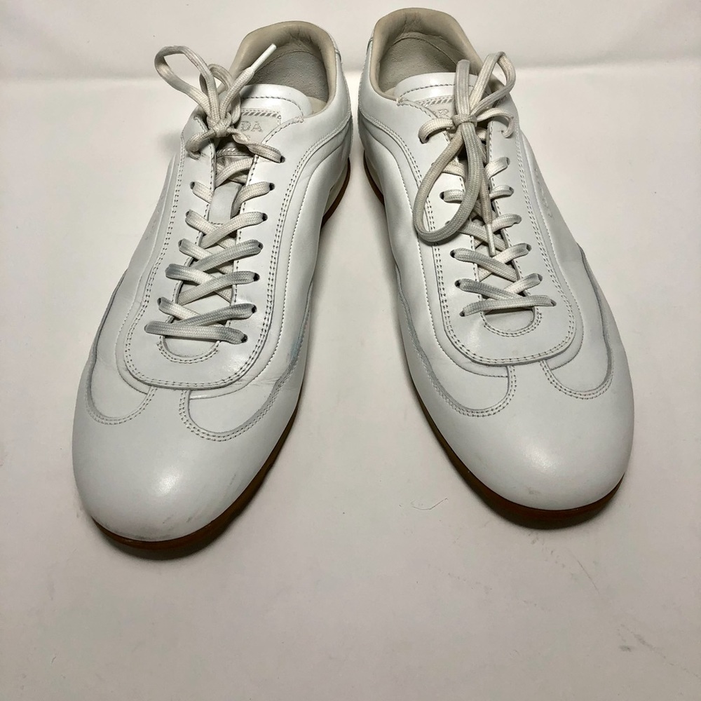 Prada men’s white calfskin sneakers size 43